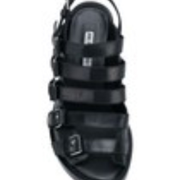 ANN DEMEULEMEESTER Black leather buckled wedge sandals Size 36.5 (7.5 US) - Picture 3 of 4